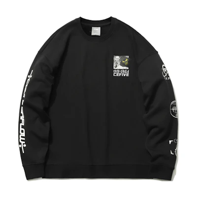 Li-Ning CF Suy Series Black Printed Loose Pullover Sweatshirt Unisex Casual AWDR384-2