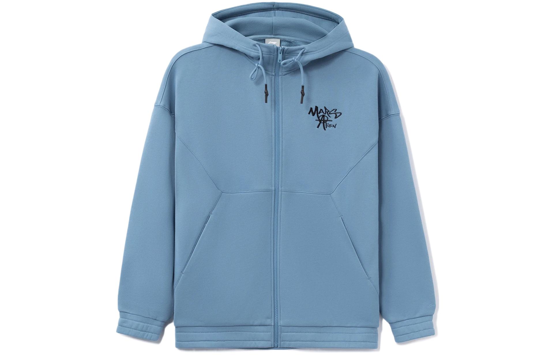 Li-Ning CF Swath Zip-Up Sweatshirt - Letter Print, Blue Casual Jacket AWDRG17-2