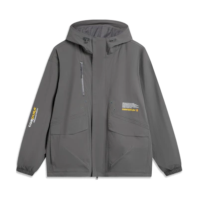 Li-Ning CF Trace Printed Logo Hoodie Zip Jacket Men’s Thunderstorm Gray AJDU249-1