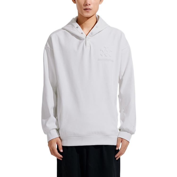 Li-Ning CF Trace Series Fleece Pullover Sweatshirt Unisex Off-White Logo Print AWDSH29-2