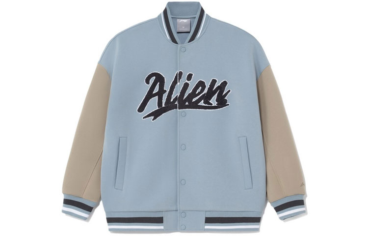 Li-Ning CF William Blue Letter Print Long-Sleeve Baseball Jacket Unisex AWDRG96-3