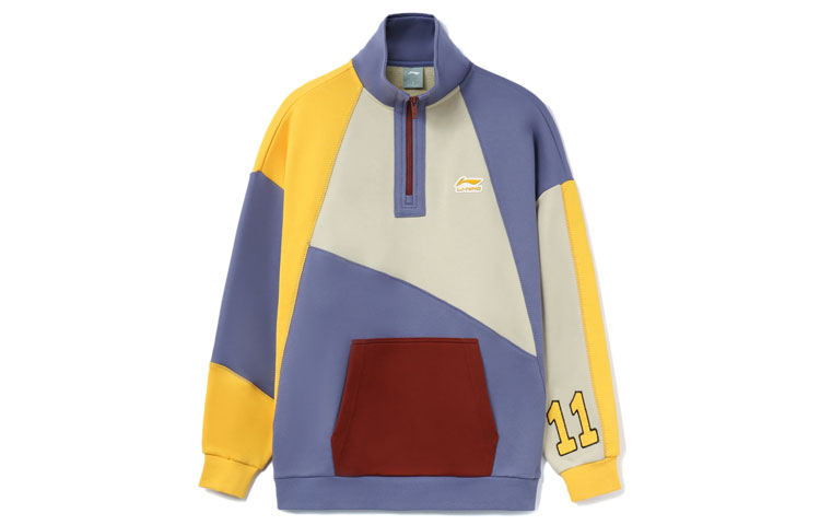 Li-Ning CF Wu Xing Half-Zip High Collar Colorblock Sweatshirt Couple Style Purple AWDRD85-3