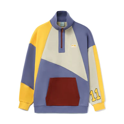 Li-Ning CF Wu Xing Half-Zip High Collar Colorblock Sweatshirt Couple Style Purple AWDRD85-3