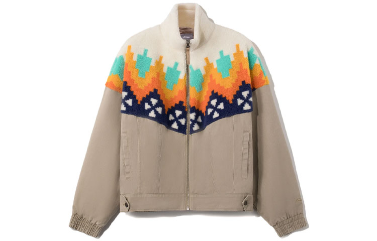 Li-Ning CF Wu Xing Series Patchwork Casual Jacket Unisex Khaki AJDR488-2