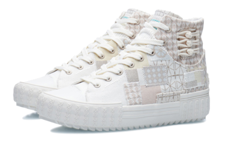 Lookbook Sepatu Kanvas Tinggi Li-Ning CF WuXing 'Putih Abu-Abu' AGCR490-3