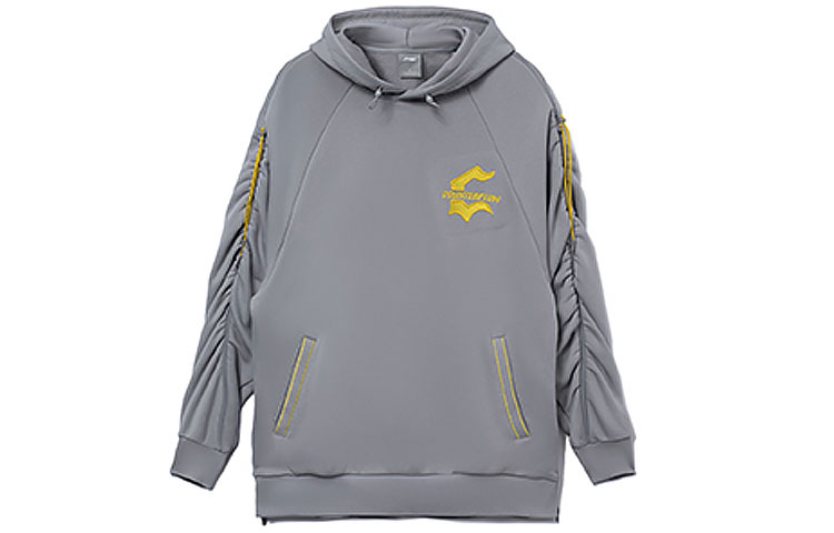 Li-Ning CF Wuxing Series Pullover Hoodie Unisex Gray Colorblock Design AWDRG05-1