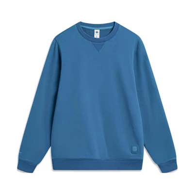 Li-Ning Chinese Color Series Solid Pullover Sweatshirt Deep Navy Blue AWDT965-6