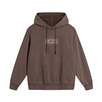 Li-Ning Chinese Culture Hoodie Beige Brown Graphic Pullover AWDT905-1