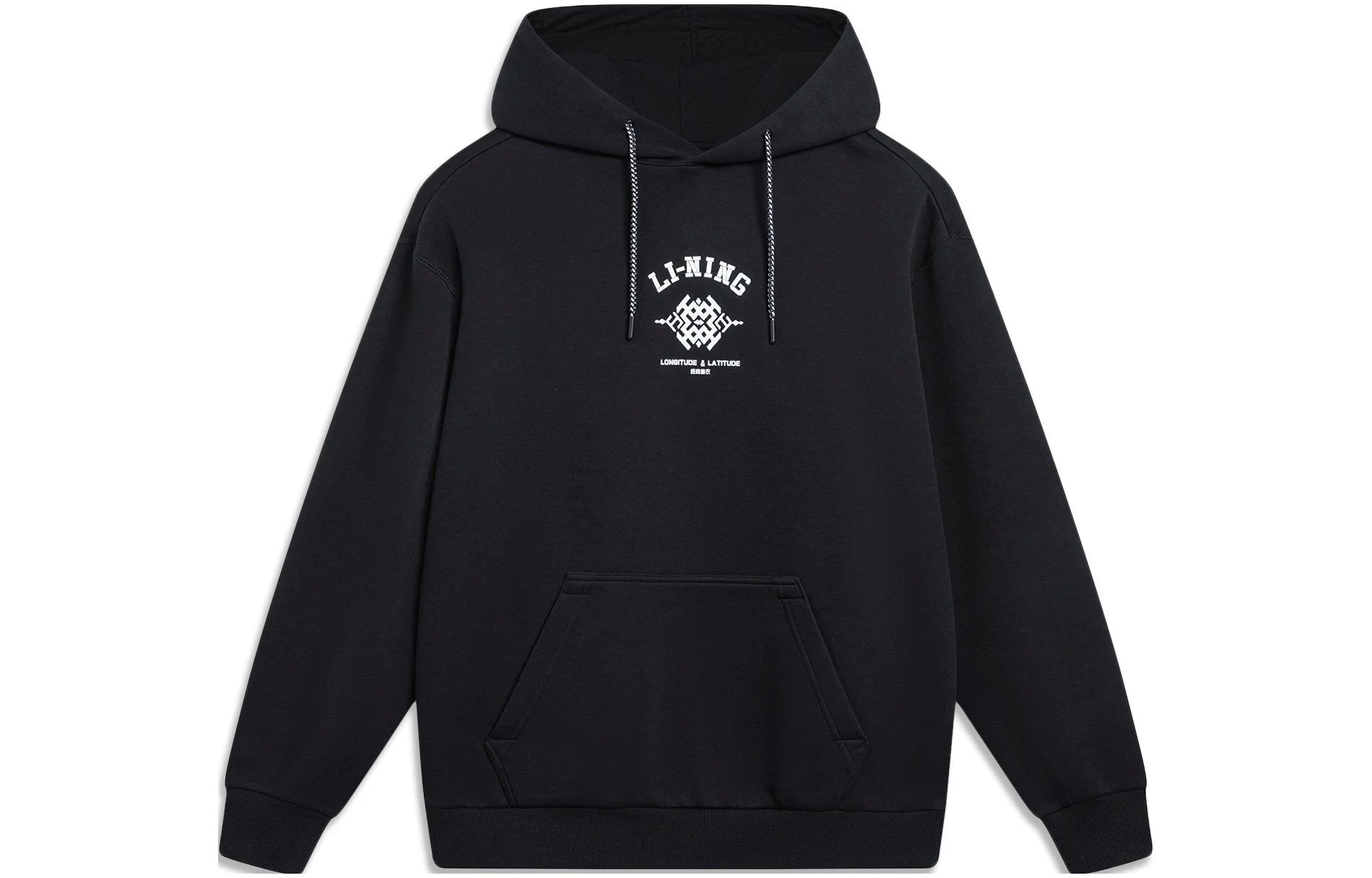Li-Ning Chinese Culture Pullover Sweatshirt Black Trendy Sportswear AWDT377-2