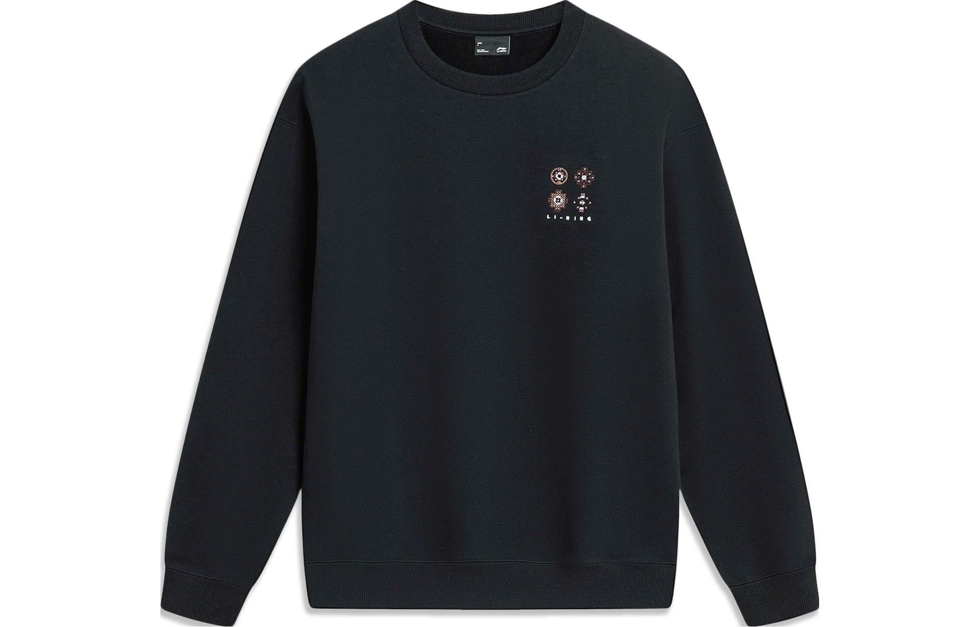 Order Li-Ning Chinese Culture Series Black Fleece Pullover Sweatshirt Unisex AWDT901-3