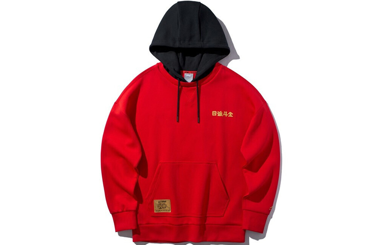 Li-Ning Chinese New Year Gold Ingots Hoodie Red Casual Pullover AWDQ077-2