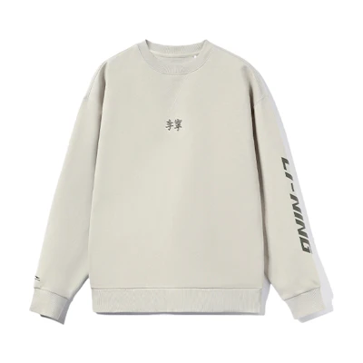 Li-Ning Classic Embroidered Logo Crewneck Sweatshirt Beige Mens AWDR851-1