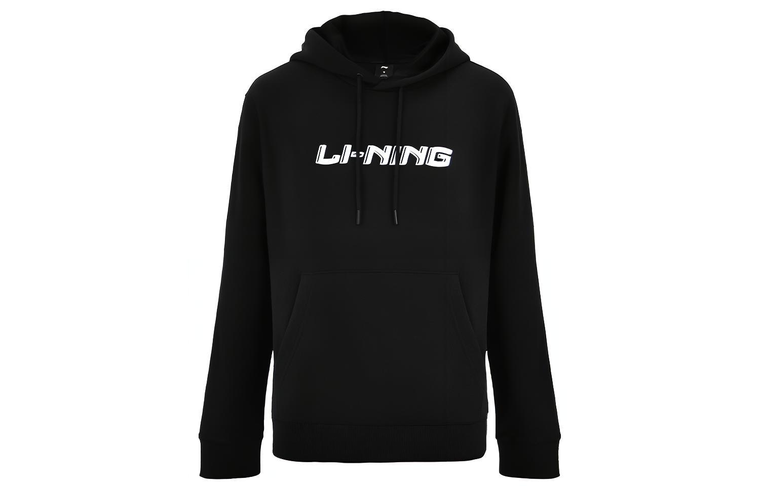 Li-Ning Classic Letter Logo Pullover Hoodie Unisex Black AWDTF33-1