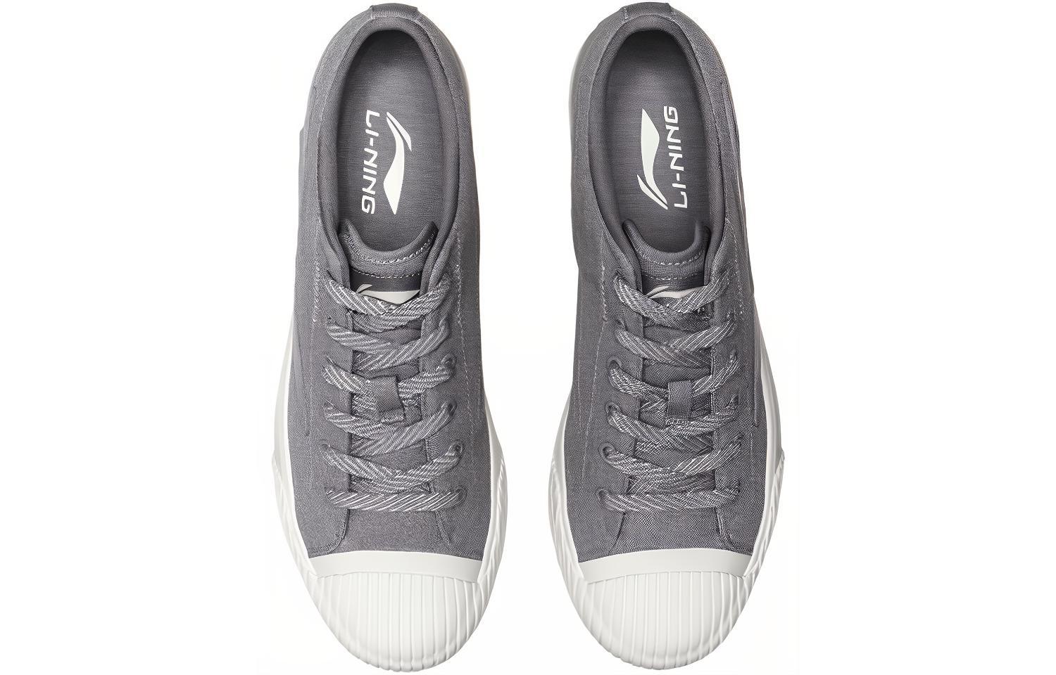 Shop Li-Ning Skateboarding Clásico Low 'Gris Blanco' AGCP132-7