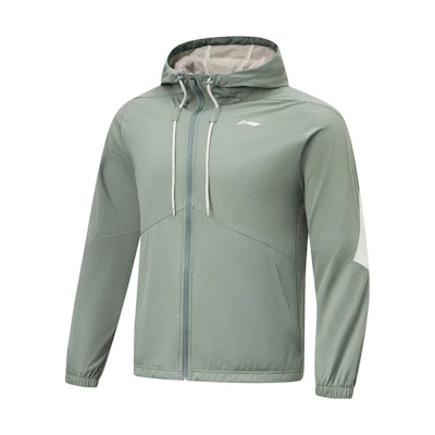 Li-Ning Color-Block Hooded Fitness Jacket in Gray-Green AFDT411-3