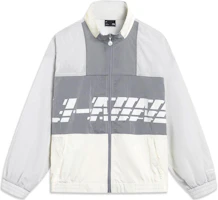 Li-Ning Color-Block Letter Print Loose Jacket - Stone Gray/Off-White AJDT405-3 Li-Ning Color-Block Letter Print Loose Jacket - Stone Gray/Off-White AJDT405-3
