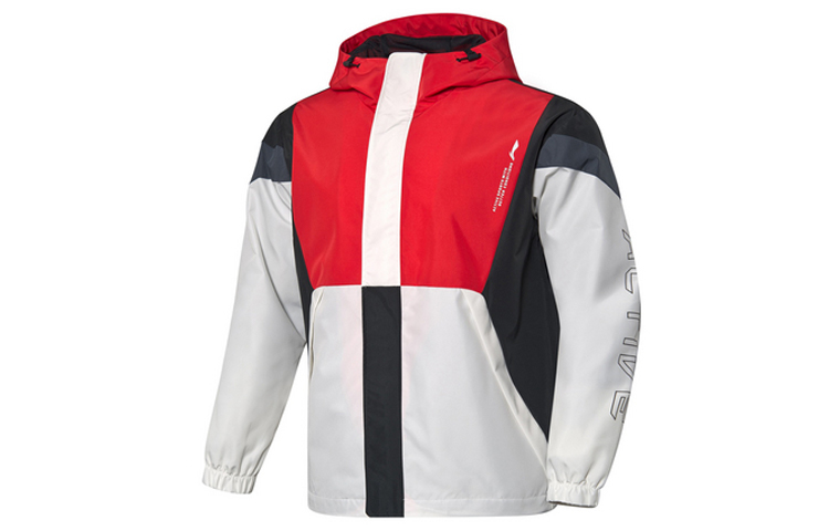 Li-Ning Color-Block Water-Repellent Loose Sports Jacket Red White AFDQ093-1