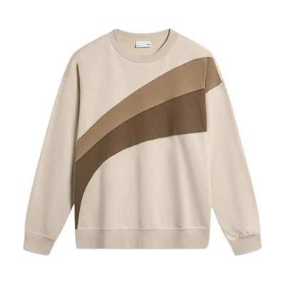 Li-Ning Colorblock Crewneck Sweatshirt Casual Loose Fit - Mist Khaki AWDTA17-3