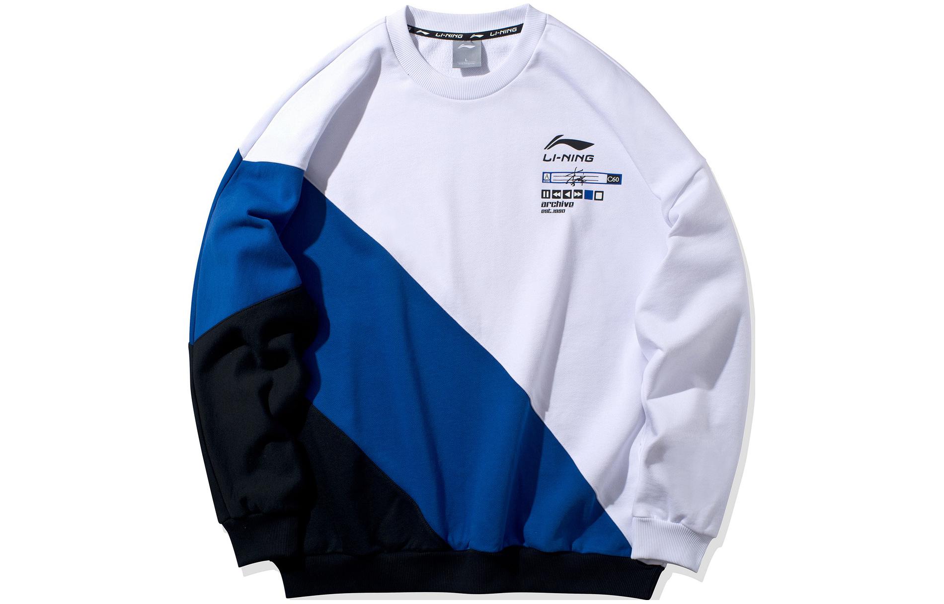 Li-Ning Colorblock Crewneck Sweatshirt Standard White - Fashion Series AWDQ083-6