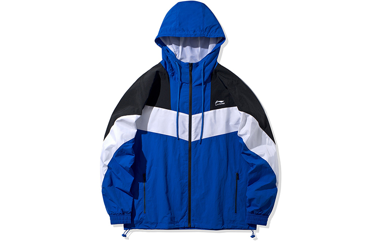Li-Ning Colorblock Drawstring Hooded Loose Fit Jacket Blue () AFDQ045-2