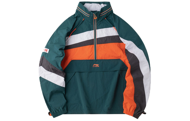 Li-Ning Colorblock Half-Zip Packable Hooded Jacket - Ocean Blue AFDQ379-4