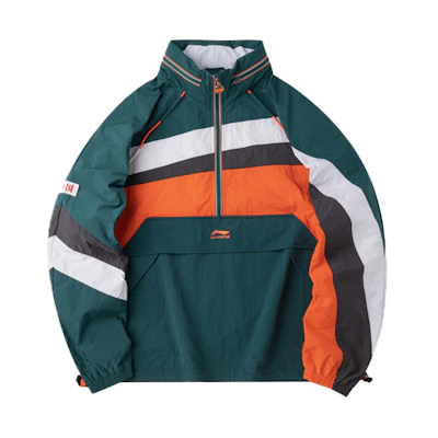 Li-Ning Colorblock Half-Zip Packable Hooded Jacket - Ocean Blue AFDQ379-4
