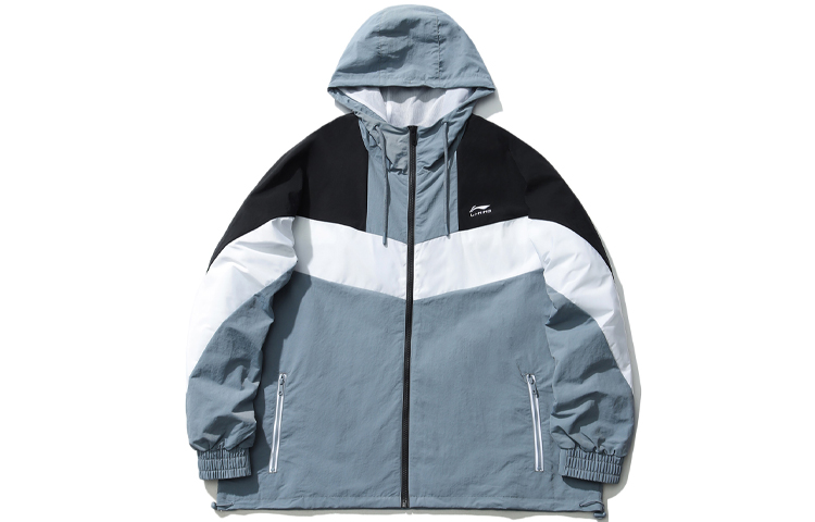 Li-Ning Colorblock Hooded Jacket Fire Gray Blue - Fashion Sportswear AFDQ045-4