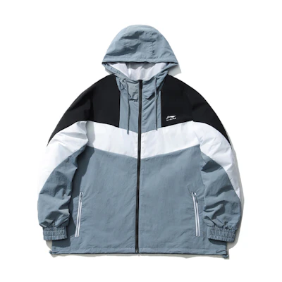 Li-Ning Colorblock Hooded Jacket Fire Gray Blue - Fashion Sportswear AFDQ045-4