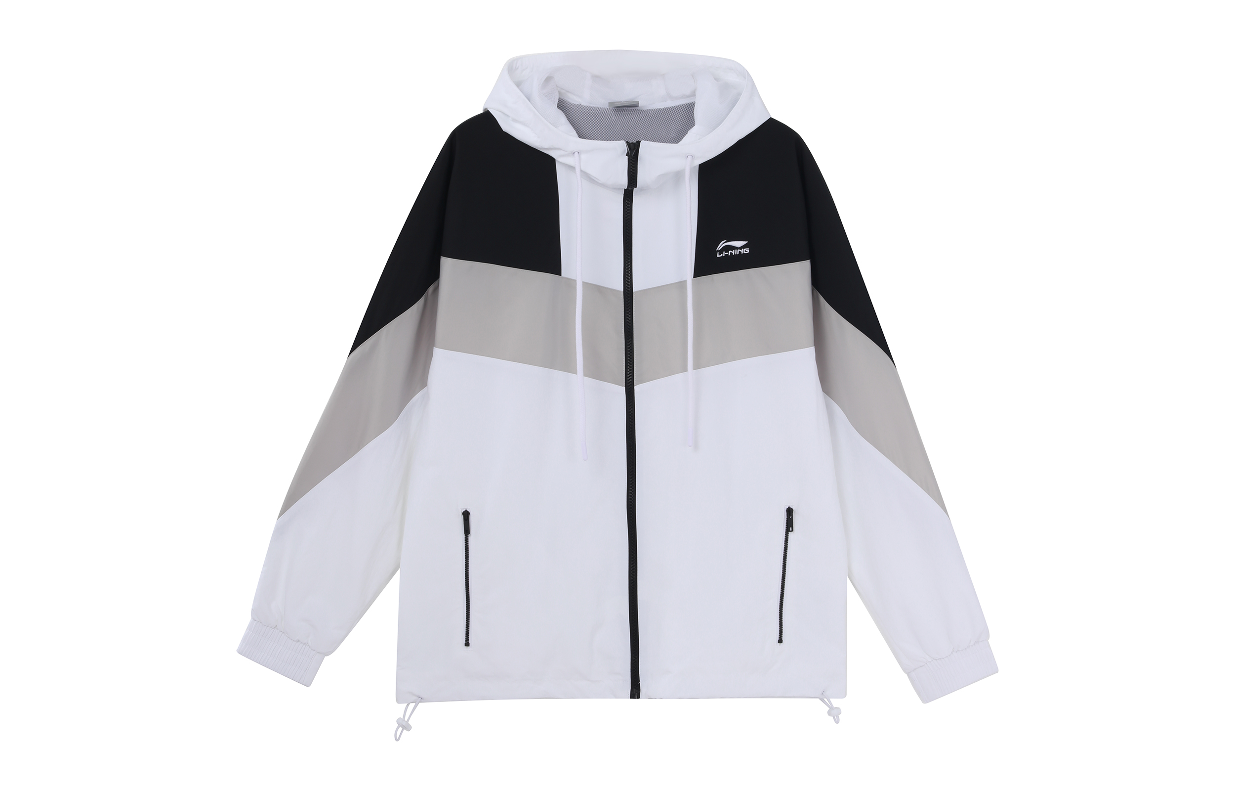 Li-Ning Colorblock Hooded Loose-Fit Jacket White - Sports Fashion Series AFDQ045-1
