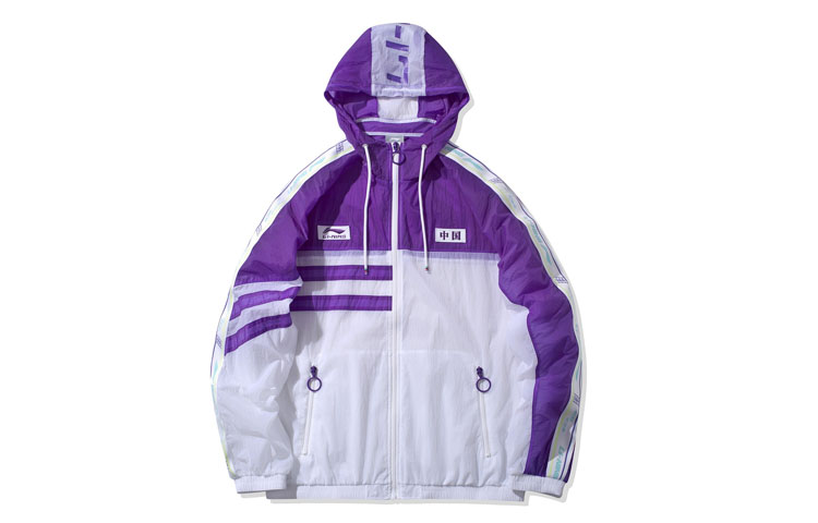 Li-Ning Colorblock Hooded Windbreaker Jacket Bright Lilac Purple AFDQ163-2