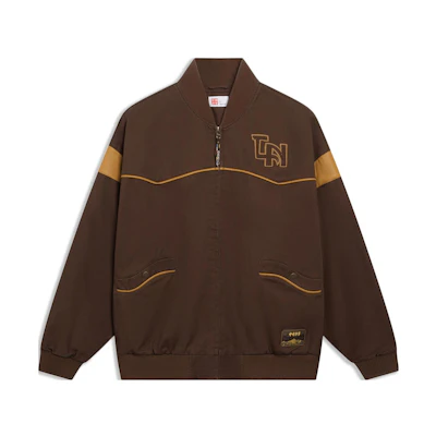 Li-Ning Colorblock Letter Print V-Neck Loose Fit Jacket Brown - Men’s Casualwear AFDT155-1