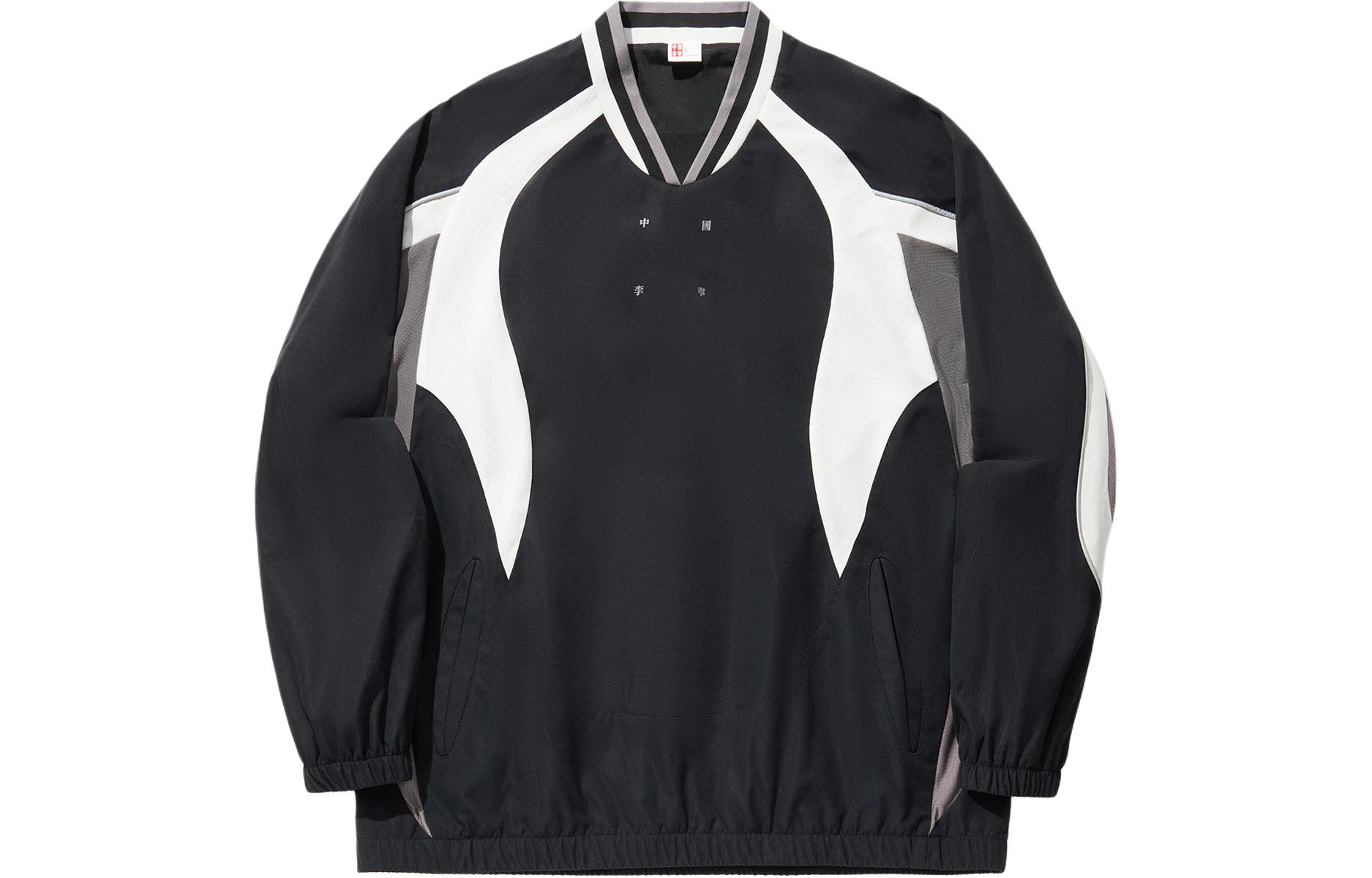 Li-Ning Colorblock Lettering Pullover Loose Fit Sweatshirt Black/Grey ATLU035-2