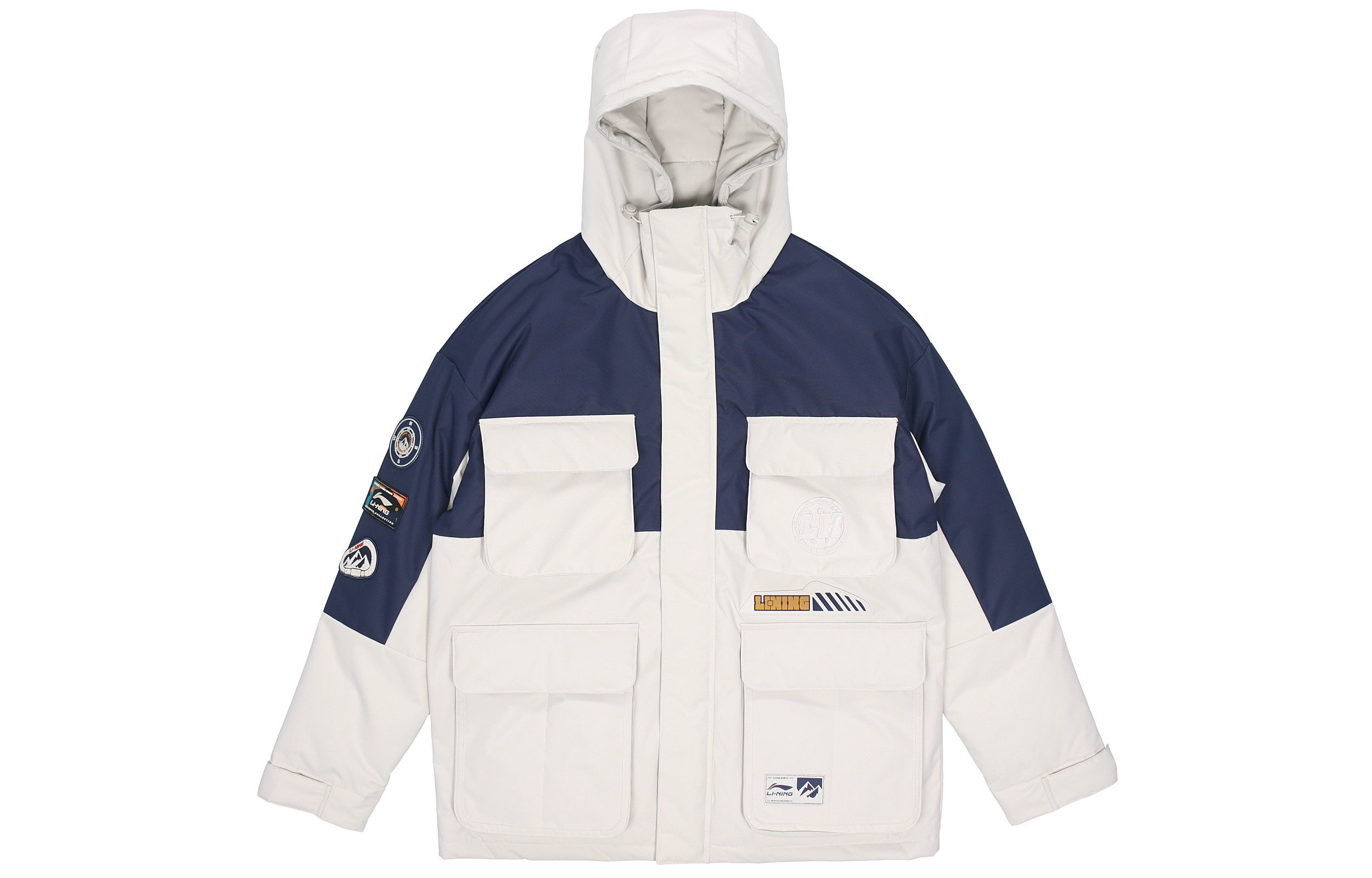 Order Li-Ning Colorblock Multi-Pocket Hooded Down Jacket - Winter Fashion Series AYMS265-2