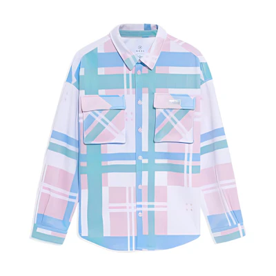 Li-Ning Colorblock Plaid Loose Jacket Unisex Couple Style Blue AFDS205-1