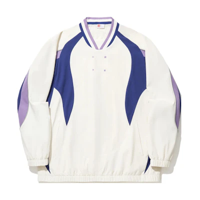 Li-Ning Colorblock Stand Collar Pullover Sweatshirt Off-White/Purple Blue ATLU035-1