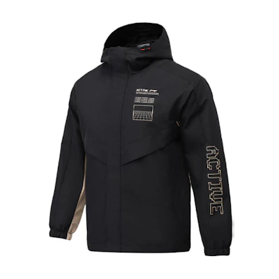 Li-Ning Colorblock Training Hoodie Jacket - Black/Desert Sand AFDR045-1