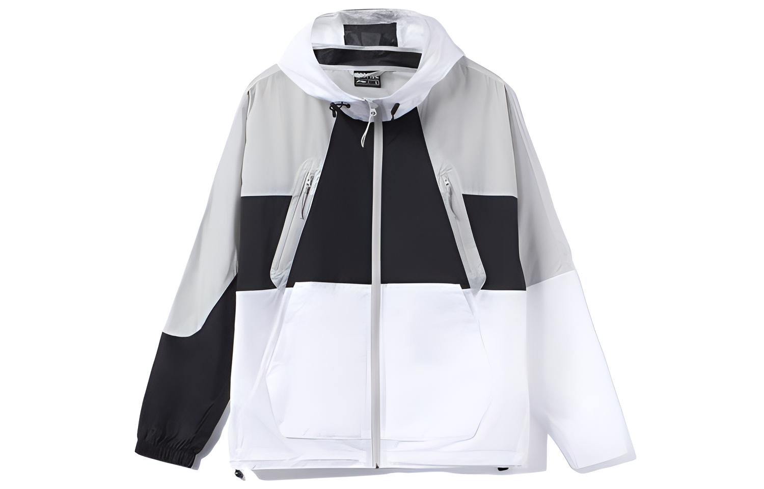 Li-Ning Colorblock Windbreaker Jacket Black/White - Casual Fall Outerwear AFDR803-2