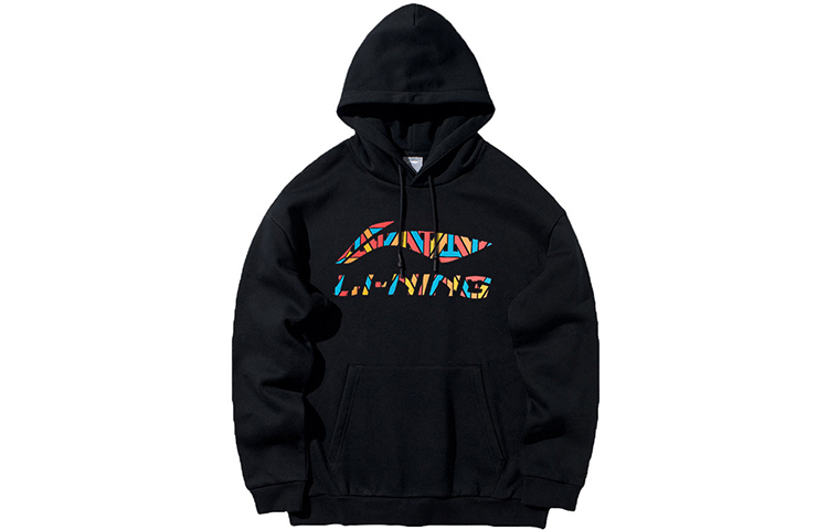Li-Ning Colorful Logo Fleece Hoodie Unisex Black AWDRC35-1