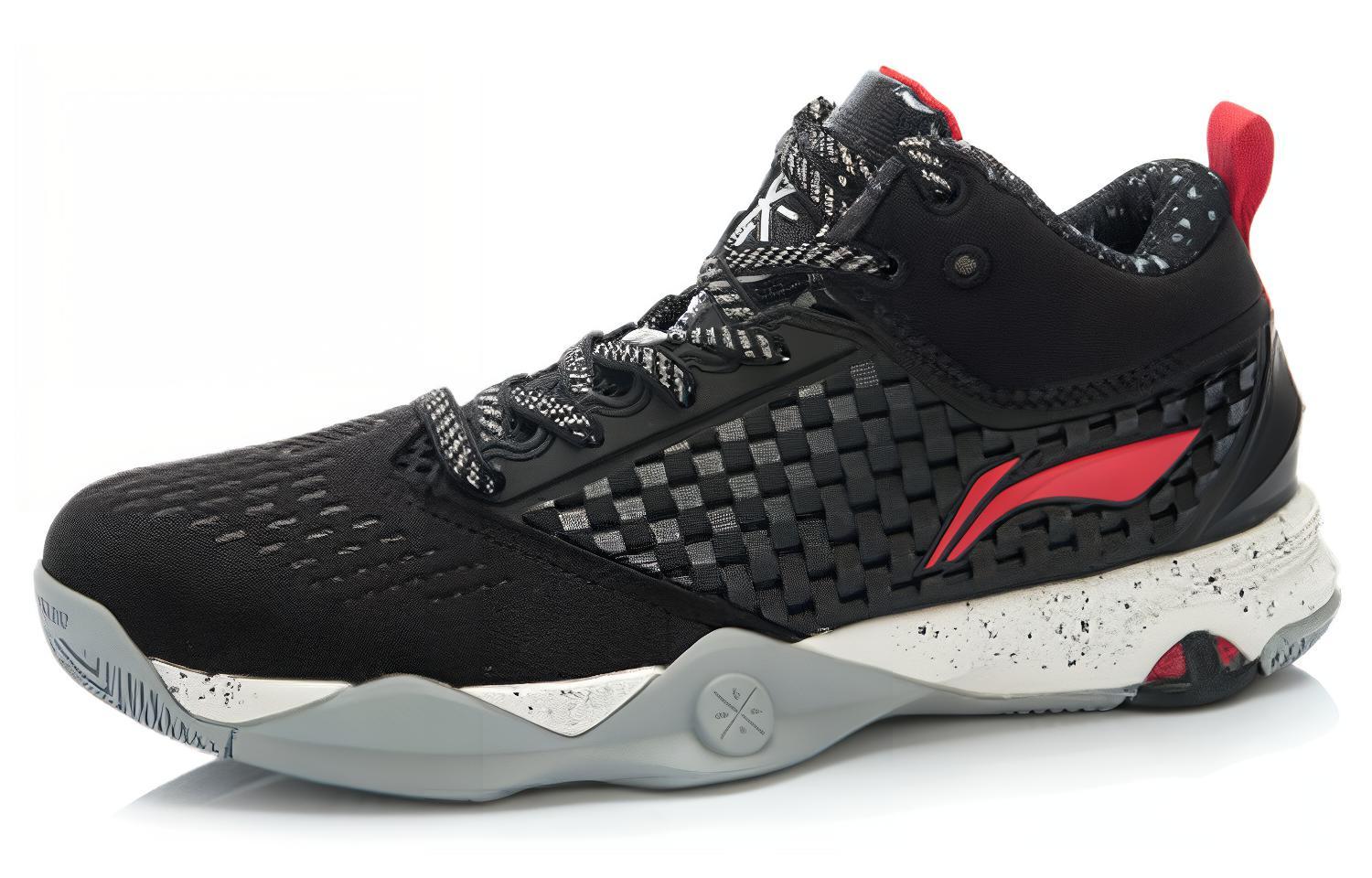 Lookbook Li-Ning Comfort Mid 'Hitam Putih Merah' Sneakers ABFJ023-1