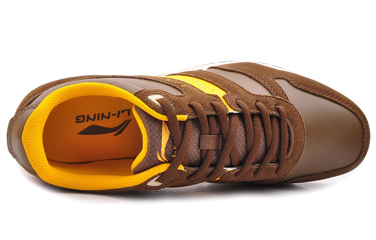 Lookbook Li-Ning Comfortable Breathable Shock-Absorbing Running Shoe 'Brown Yellow' ARCG029-1