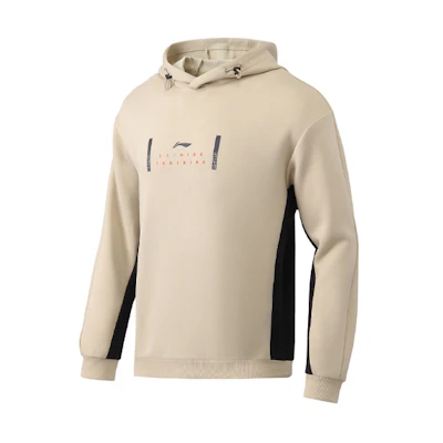 Li-Ning Contrast Letter Print Pullover Hoodie Training Series Khaki AWDR063-3