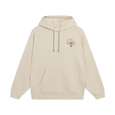 Li-Ning Counterflow Series Letter Print Hoodie Beige Unisex AWDT089-1