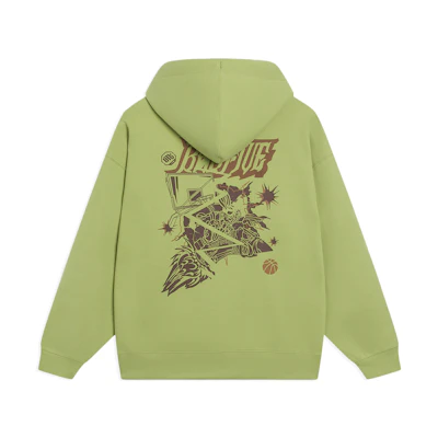 Li-Ning Counterflow Series Logo Print Loose Fit Hoodie Unisex Fresh Moss Green AWDT089-7