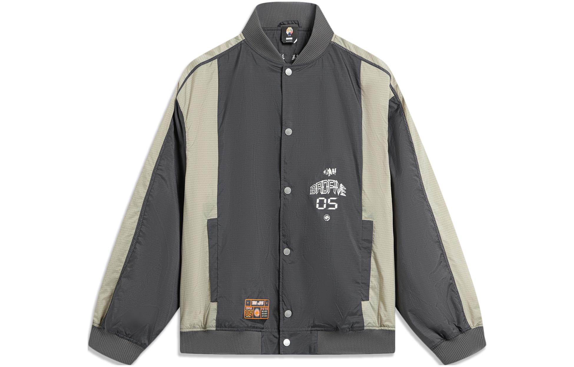 Li-Ning Counterflow Series Printed Letter Colorblock Jacket Black/White/Grey Mens AJDT731-1