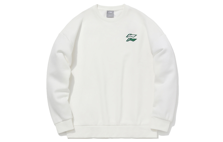 Li-Ning Cream White Fleece Crewneck Casual Sweatshirt AWDQB71-1