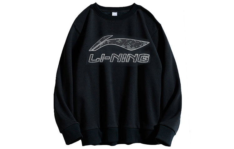 Li-Ning Crewneck Logo Printed Long Sleeve Sweatshirt Unisex - Black AWDS411-1