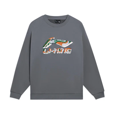 Li-Ning Crewneck Logo Sweatshirt Gray - Unisex Casual Couple Style AWDSI59-3