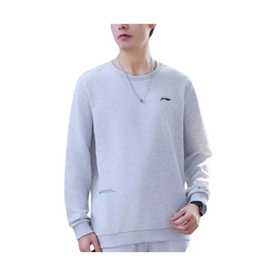 Li-Ning Crewneck Loose Fit Sports Sweatshirt in Light Gray AWDUA85-2