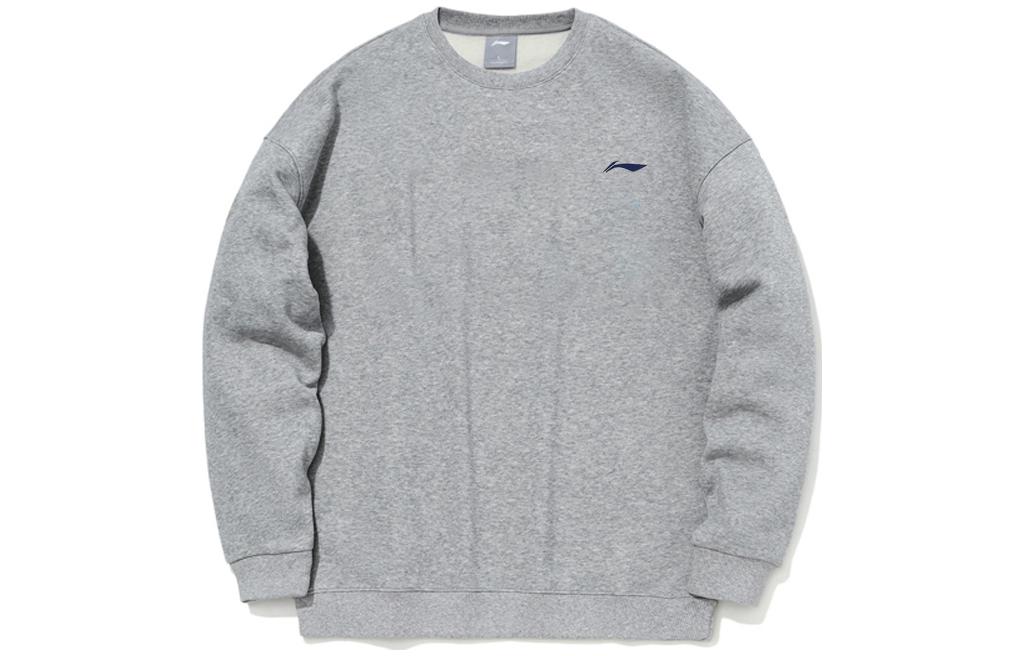 Li-Ning Crewneck Pullover Solid Color Long Sleeve Sweatshirt Gray AWDT615-2