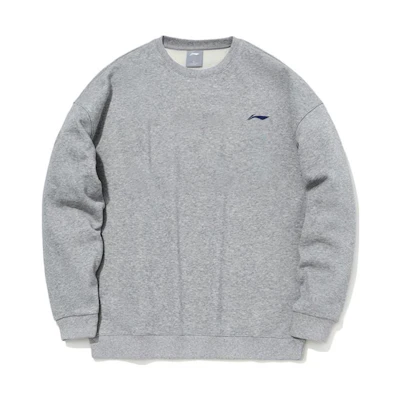 Li-Ning Crewneck Pullover Solid Color Long Sleeve Sweatshirt Gray AWDT615-2
